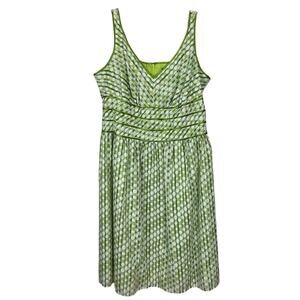 Signature by Robbie Bee Green White Midi Dress Women’s 22W Satin Waist